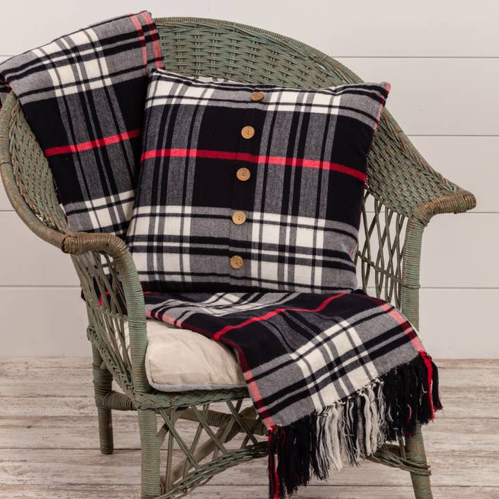 Ragon House - Wholesale Throw Blanket - BLACK TARTAN THROW BLANKET