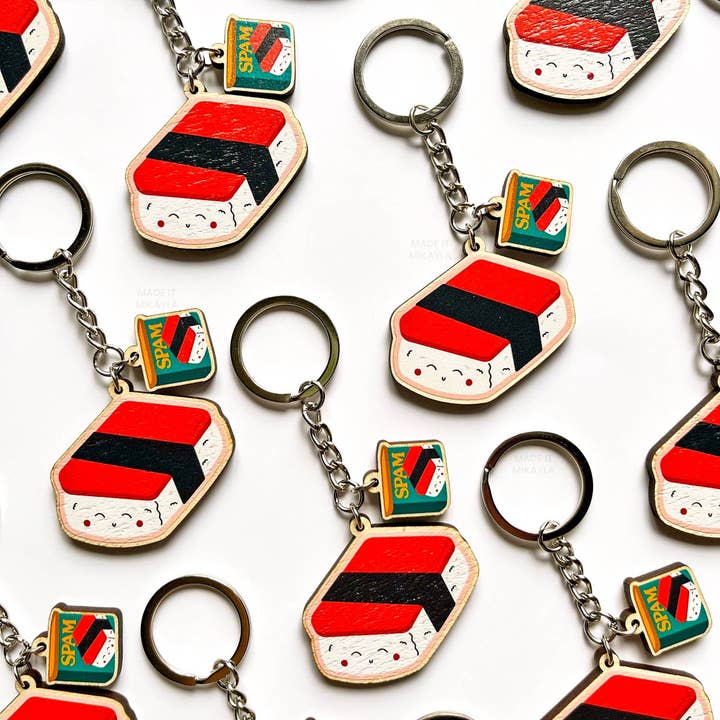 MadeItMikayla - Wholesale Keychain – Unisex - Spam Musubi Wooden Keychain2