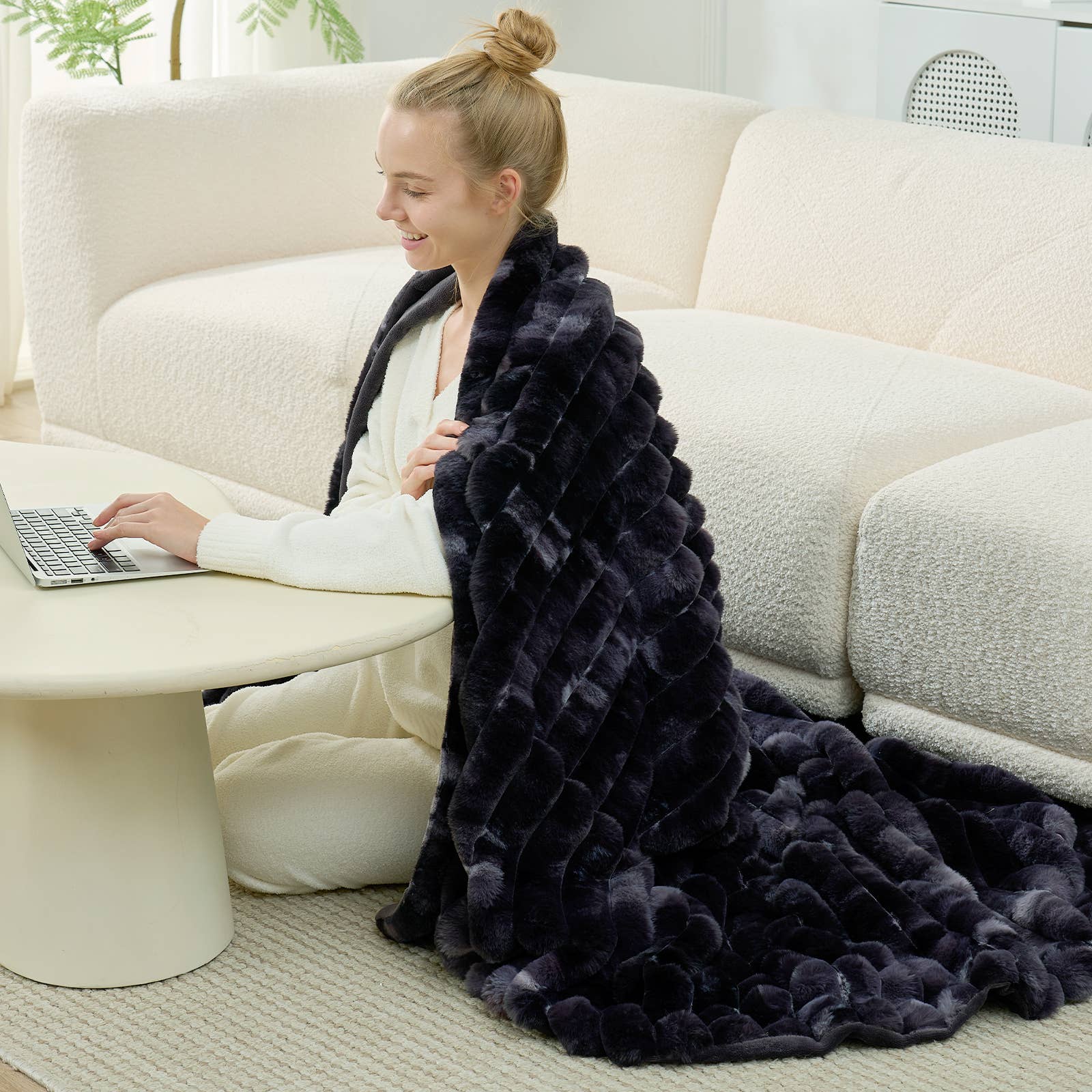 DreamValley - Wholesale Throw Blanket - CB Striped Faux Fur Warm Plush Throw Blanket, Tie-dye Color8