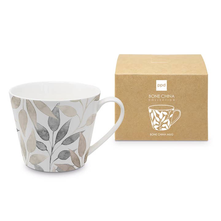 Scandic Leaves White Bone China Mug CB for wholesale by ppd Paperproducts Design GmbH