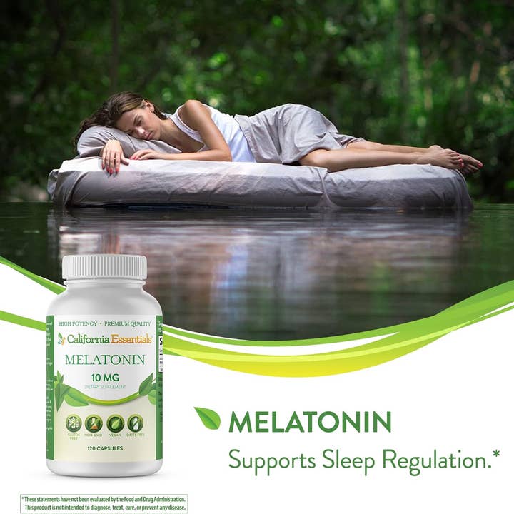 California Essentials - Wholesale Oral Supplement/Vitamin - Melatonin Natural Sleep Aid Supplement - 10mg Gluten Free3