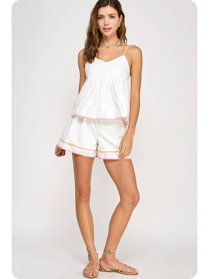 Strut & Bolt - Wholesale Blouse - Women's - Color Block Piping Detail Sleeveless Tank Top