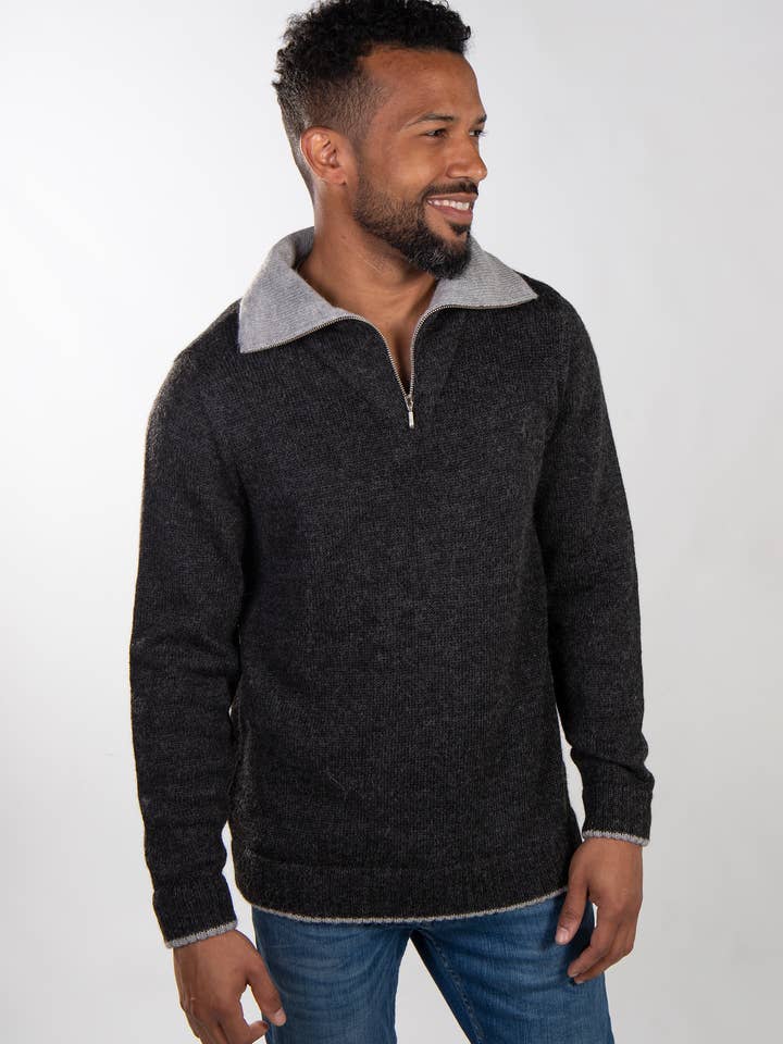 Men's 1/2 Zipper Sweater for wholesale by Simply Natural Alpaca