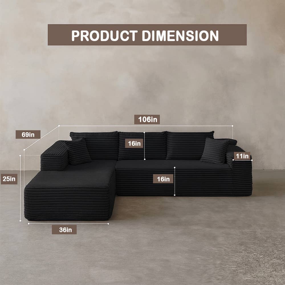 VIVZONE - Wholesale Sofa - 106in Free Combination Sectional Sofa -No Assembly（ 2PCS）6