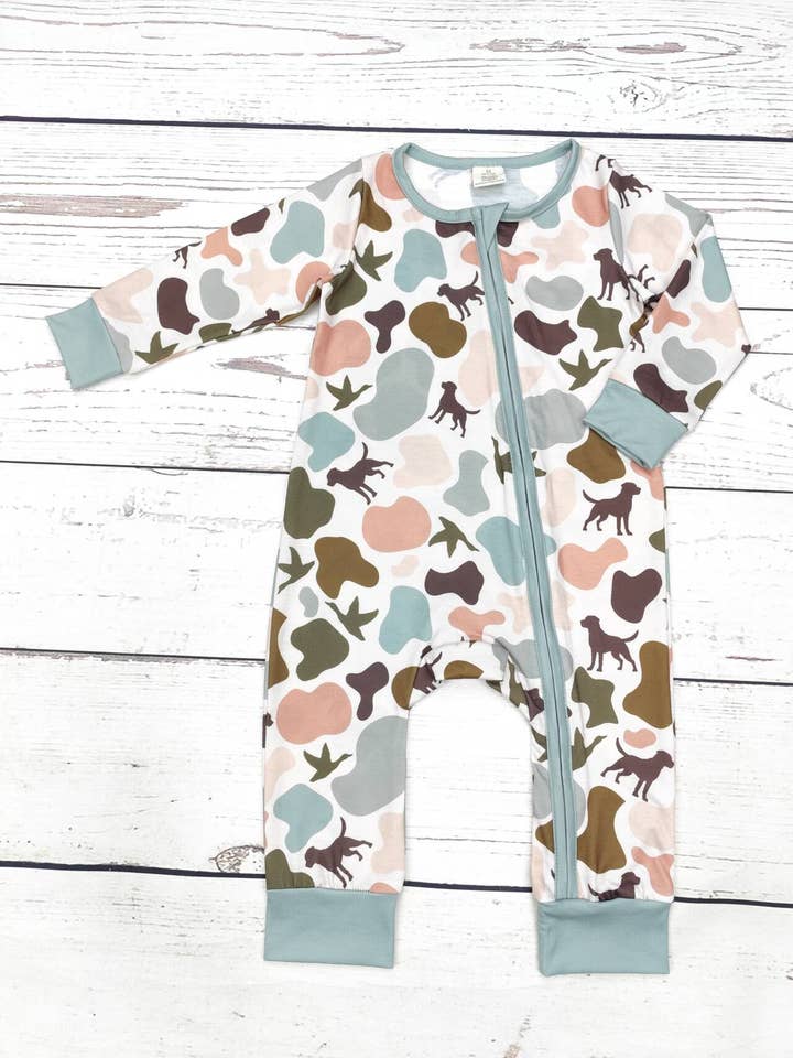 sassy kids palace - Wholesale Sleepsuit - Baby - Baby Duck Camouflage Print Zip Sleeper