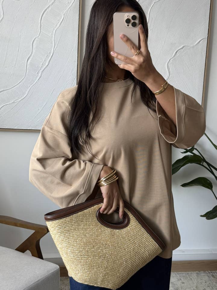 AMEL OVERSIZE T-shirt med 3/4 ärmar M601 för wholesale av White Icy