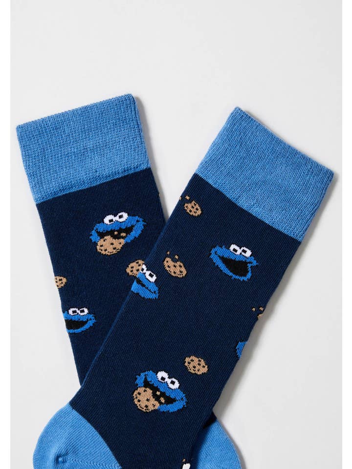 Blu BeSesameStreet Cookie Monster - Calzini in Cotone 100% Organico in vendita all'ingrosso su Faire