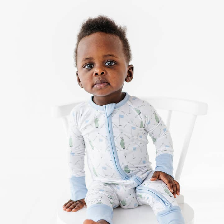 Dressed to the Tee Convertible Footies- Blue for wholesale by Kiki + Lulu