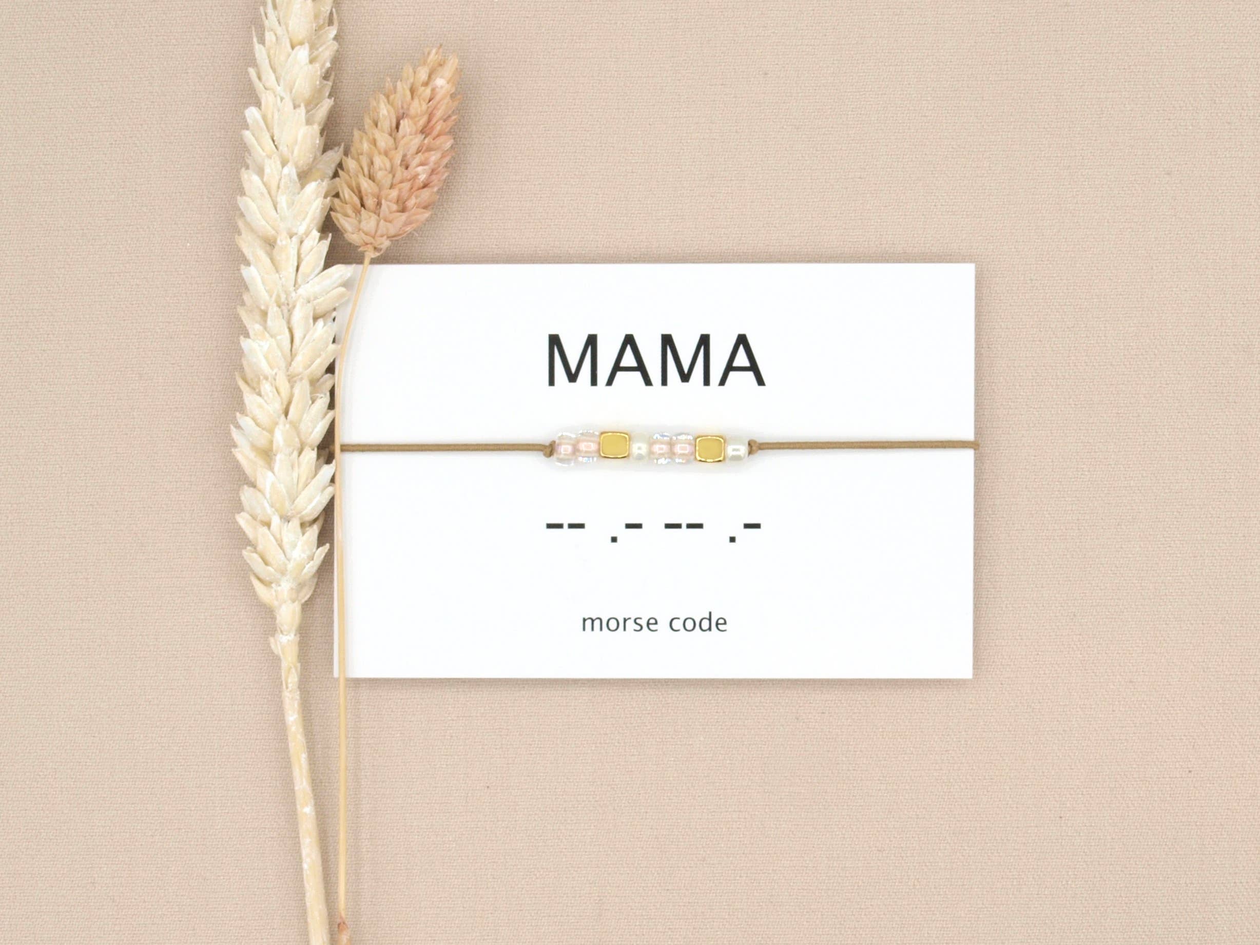 by Indah - Vendita all'ingrosso Bracciale con perline - Fascia da braccio con codice Morse Mama (argento, rosé goud, goud)9