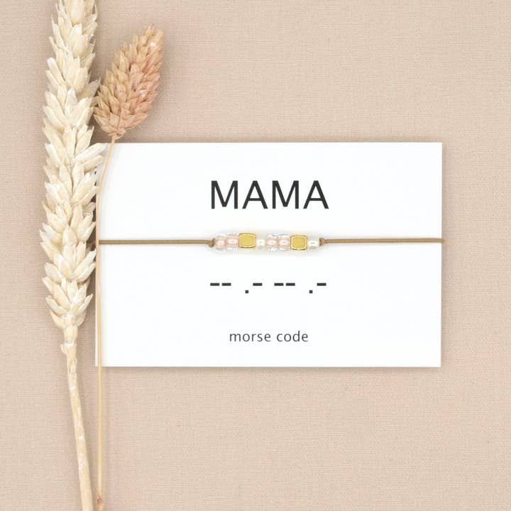 by Indah - Vendita all'ingrosso Bracciale con perline - Fascia da braccio con codice Morse Mama (argento, rosé goud, goud)9