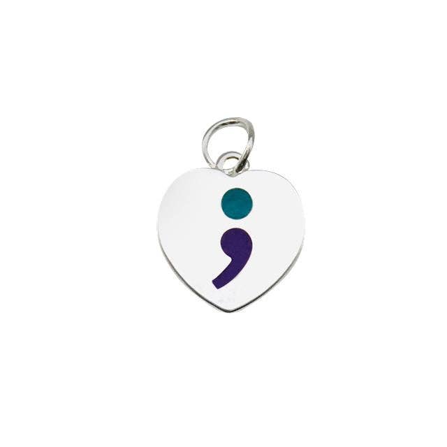 The Awareness Company - Wholesale Individual Charm/Pendant - Semicolon Suicide Awareness Heart Charms0