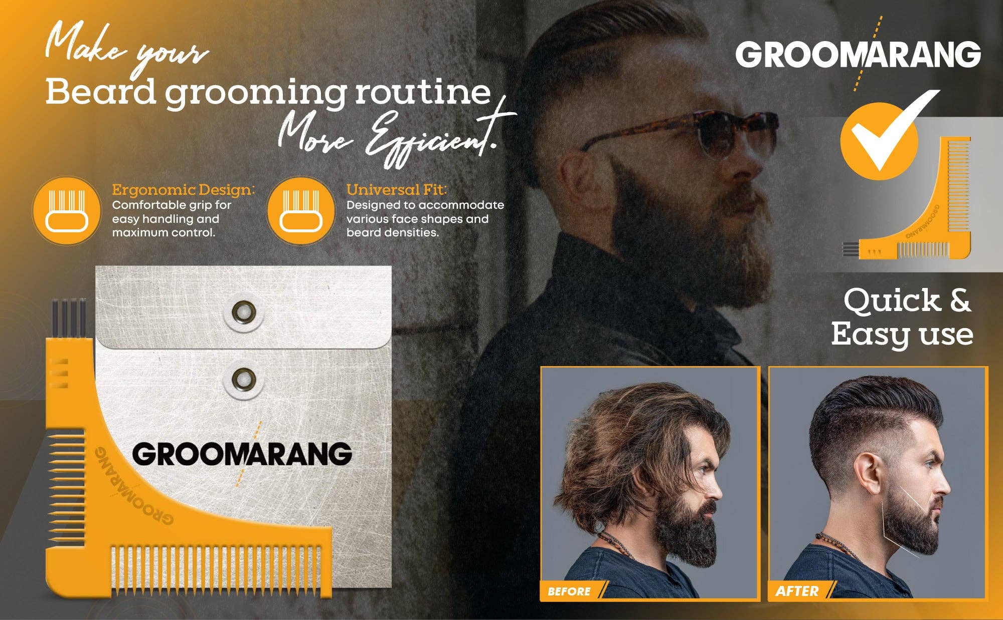 My Wholesale Warehouse – wholesale Beard brush/comb – Groomarang Beard Shaping & Styling Template Comb6