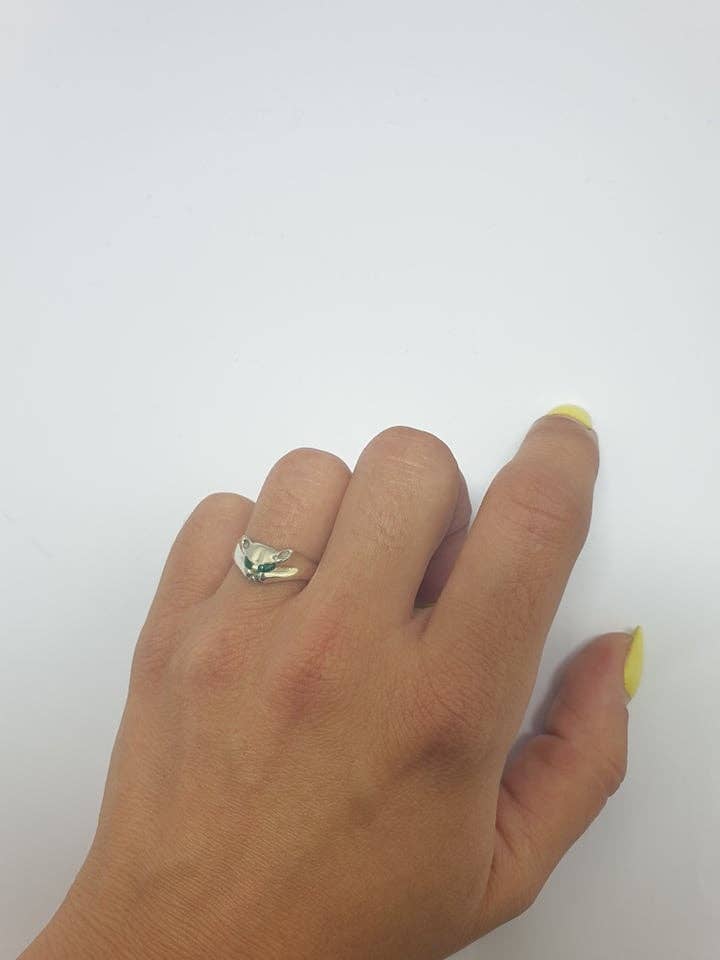 Iroquoise - Wholesale Cocktail/Statement Ring - Malachite and sterling silver cat ring1