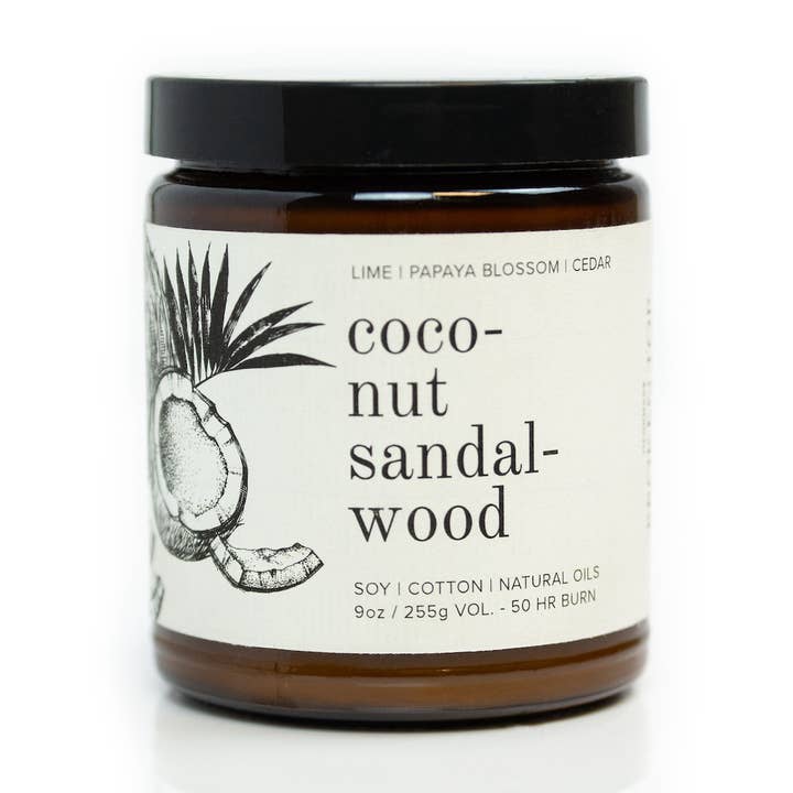Coconut Sandalwood 9oz Soy Candle for wholesale by Broken Top Brands