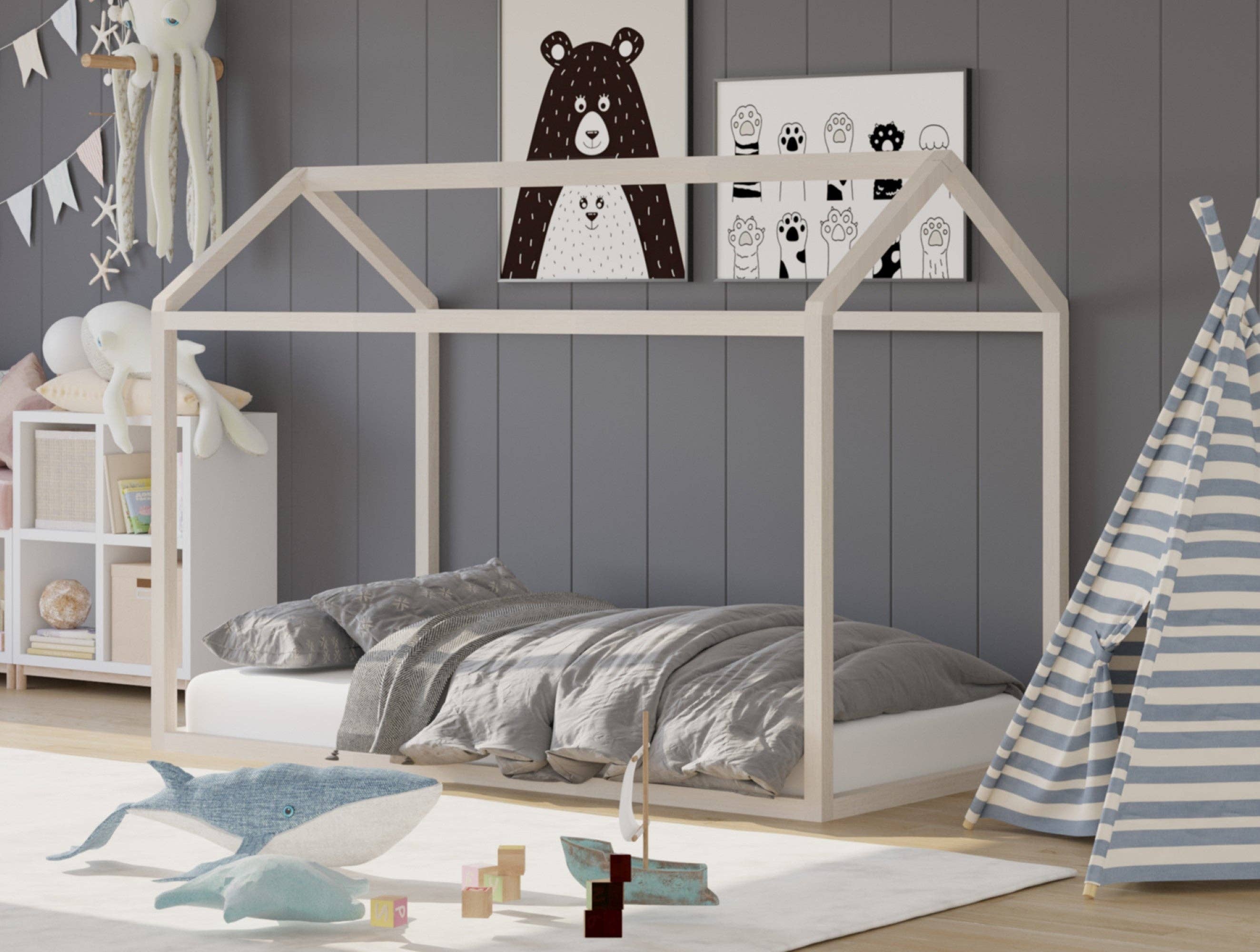 Home Design - Wholesale Bed - Kids & Baby - Home Design Perry Twin Solid Wood Canopy Bed Frame1