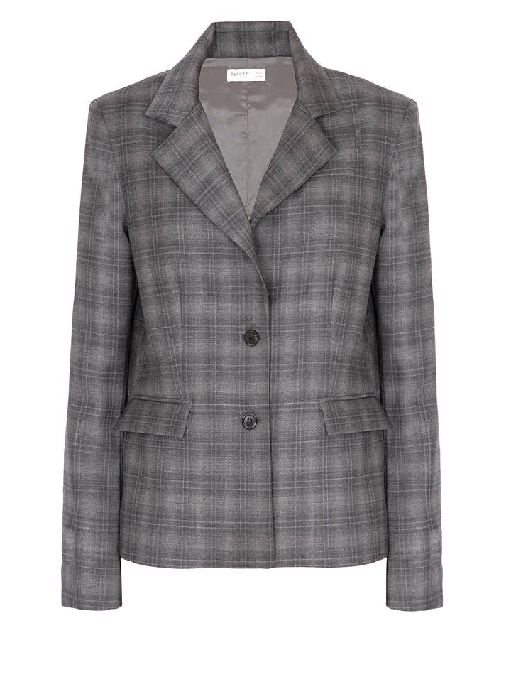 Grå ullblazer med regular passform och sprund på ärmen i rutigt mönster för wholesale av Eyelet Milano