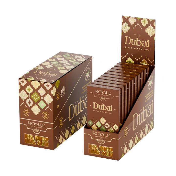 Royale Chocolatier Dubai Chocolate (Large Half-LB Bar) for wholesale by Royale Chocolatier