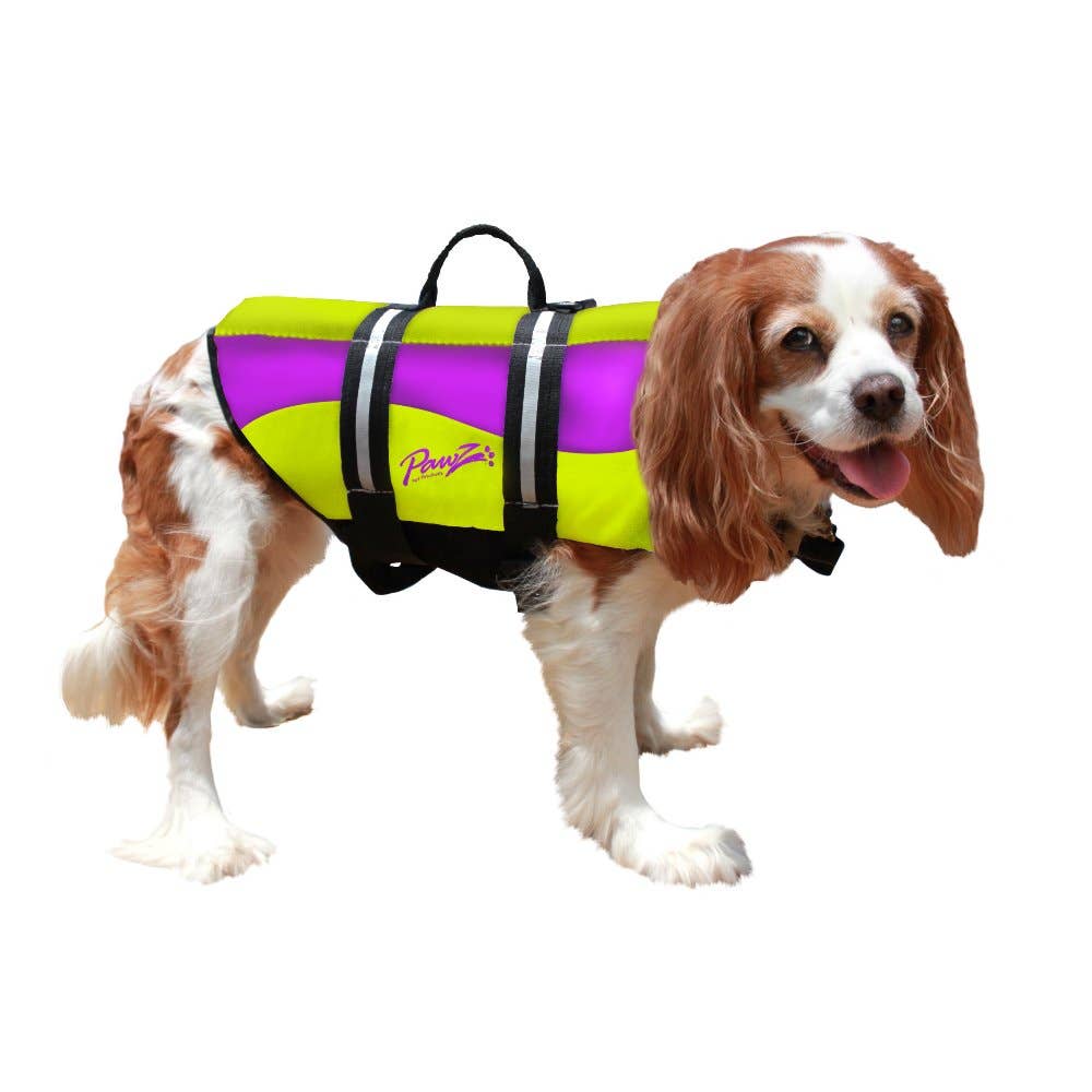 Pet Stores USA - Wholesale Pet Jacket - Dog - Pawz Pet Products Neoprene Dog Life Jacket Yellow/Purple