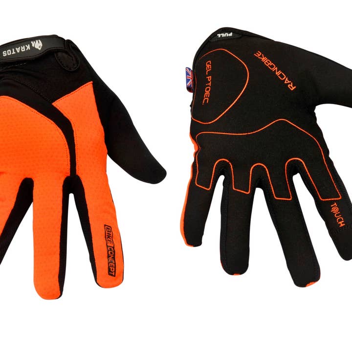 Enduro Orange Full Finger Gloves For Women & Men | Anti-Slip | Touchscreen for wholesale by Kratos