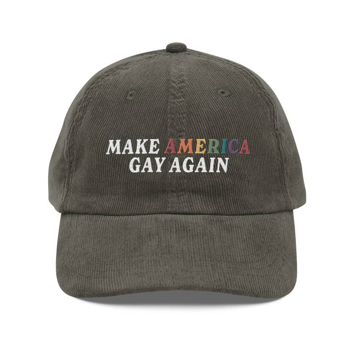 Gay Pride Apparel - Wholesale Baseball Cap - Unisex - Make America Gay Again Vintage Corduroy Cap2