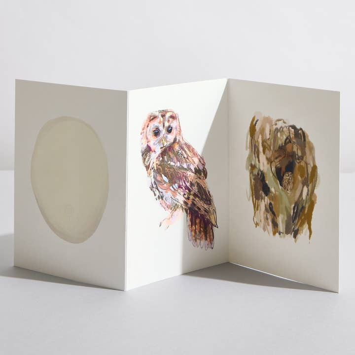 Tawny Owl Bird Nature Lover Concertina Card for wholesale by Sara Sayer