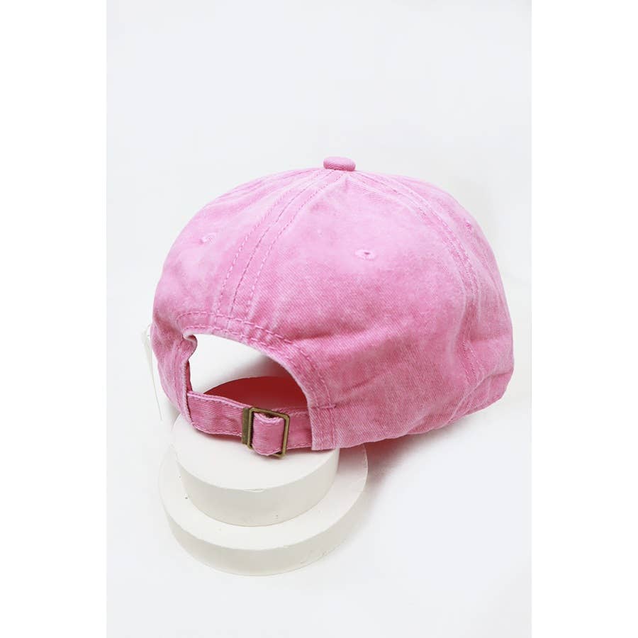 Love and Repeat - Wholesale Baseball Cap - Women's - Smile Face Embroidered Washed Baseball Cap3