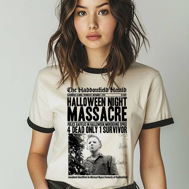 Massacro della Notte di Halloween - Maglietta Horror Halloween Ringer per la vendita all'ingrosso da parte di House Of Rodan