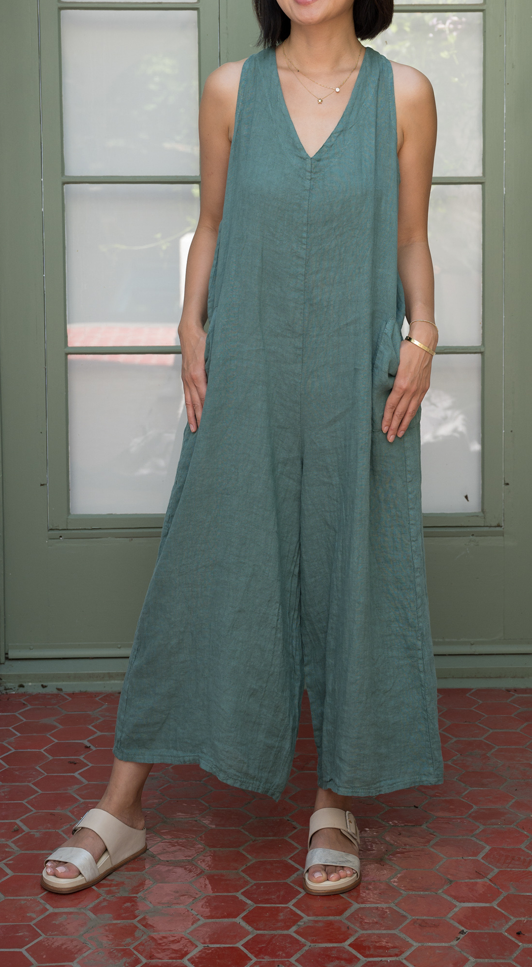 Merci Marie - Wholesale Jumpsuit - Women's - Linen Racer Back Jumper #1971213