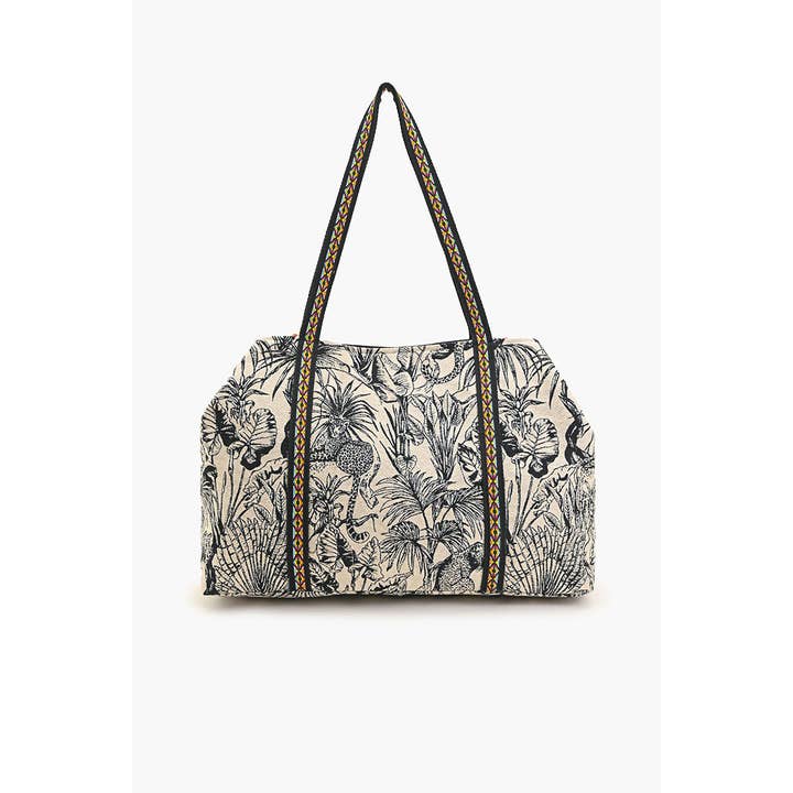 America & Beyond - Wholesale Tote Bag - Women's - Tropical Leopard Embellished Tote