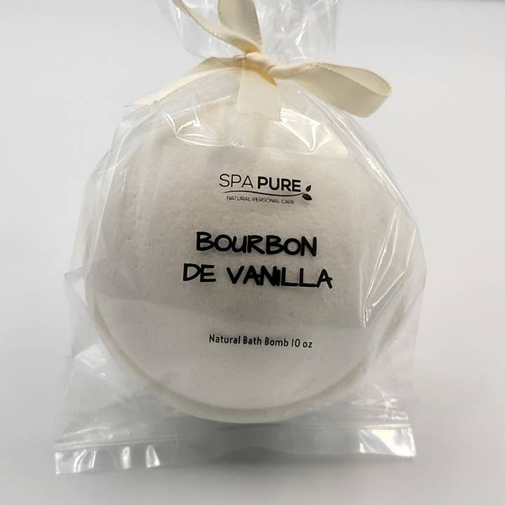 Logo and product wrapping 5 oz bath bombs for wholesale by Spa Pure, inc.