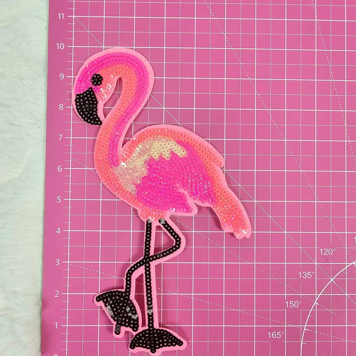 Scratch Decor - Wholesale Patch - Sequin Pink Flamingo Iron On Patch