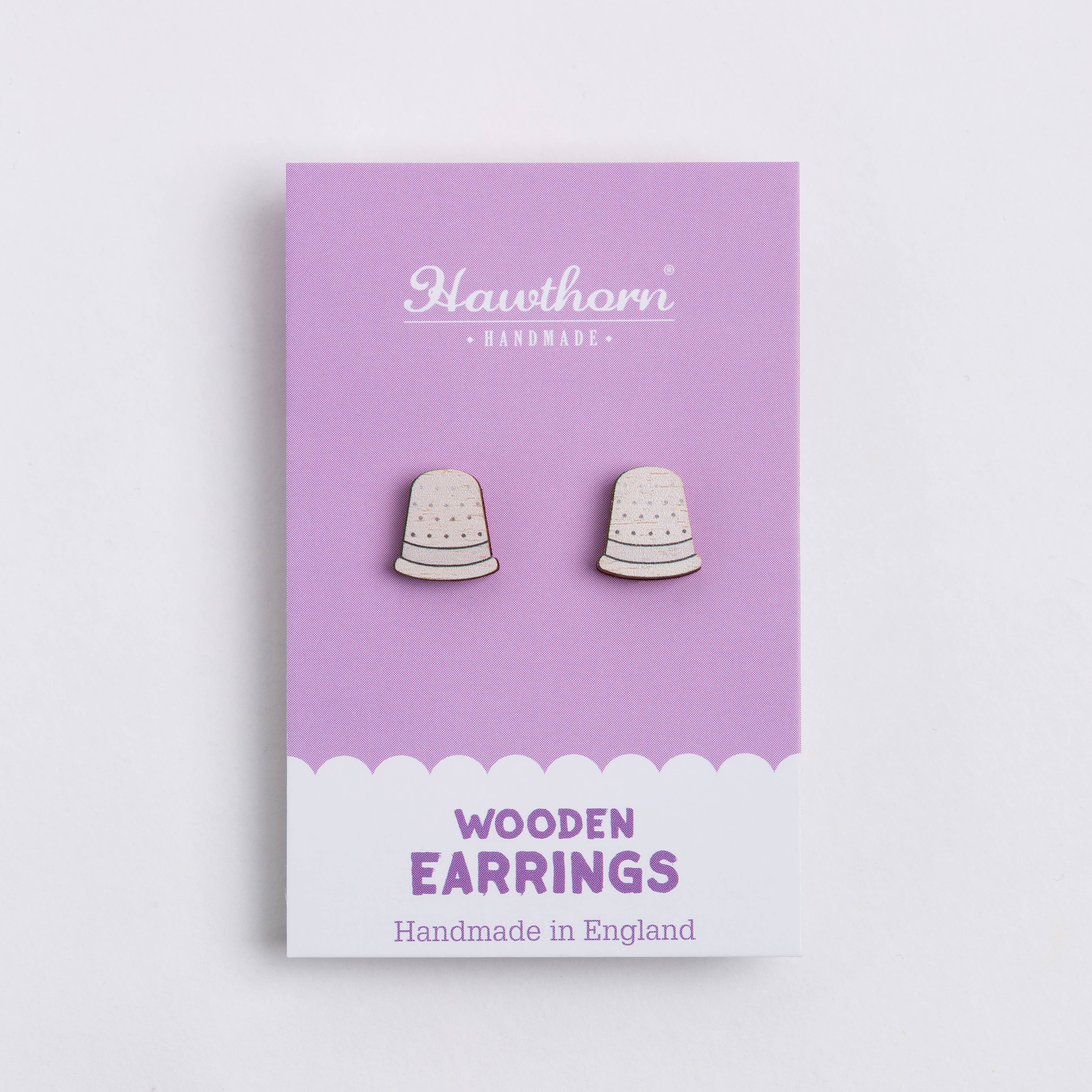 Hawthorn Handmade (US Duties Paid) - Wholesale Stud/Post Earrings - Thimble Wooden Earrings - Craft Jewellery3