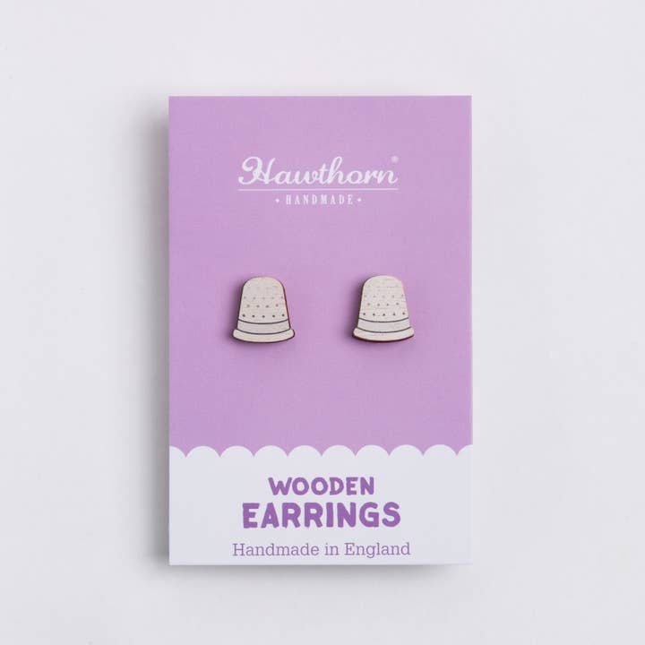 Hawthorn Handmade (US Duties Paid) - Wholesale Stud/Post Earrings - Thimble Wooden Earrings - Craft Jewellery3
