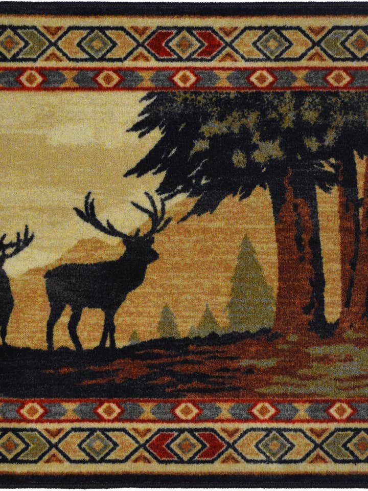 Cozy Cabin Southwest Deer Rustic Area Rug for wholesale by Mayberry Carpet & Rugs