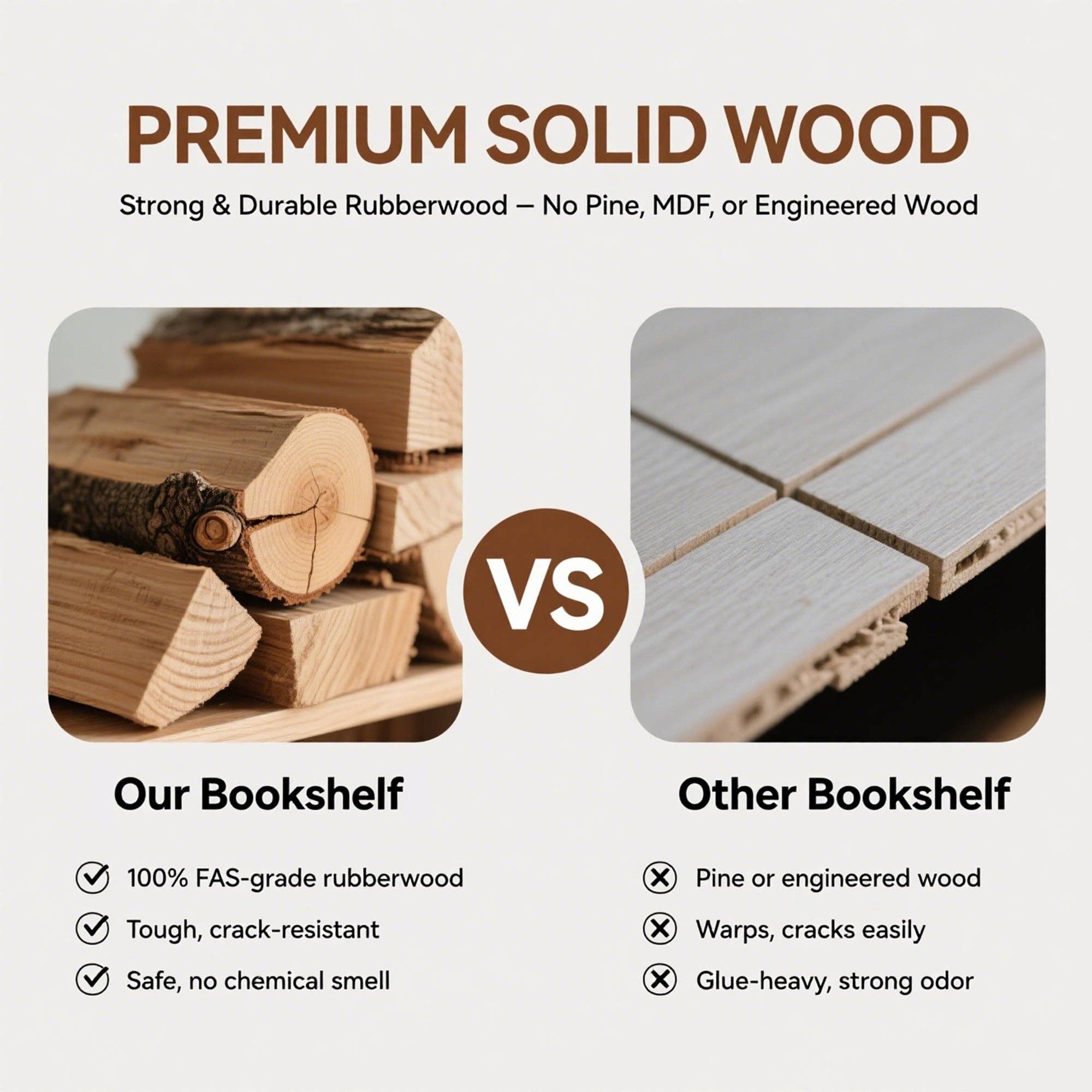 39F Inc. - Wholesale Bookcase - Walnut 4-Tier 100% Solid Wood Rotating Bookshelf with Wheel7