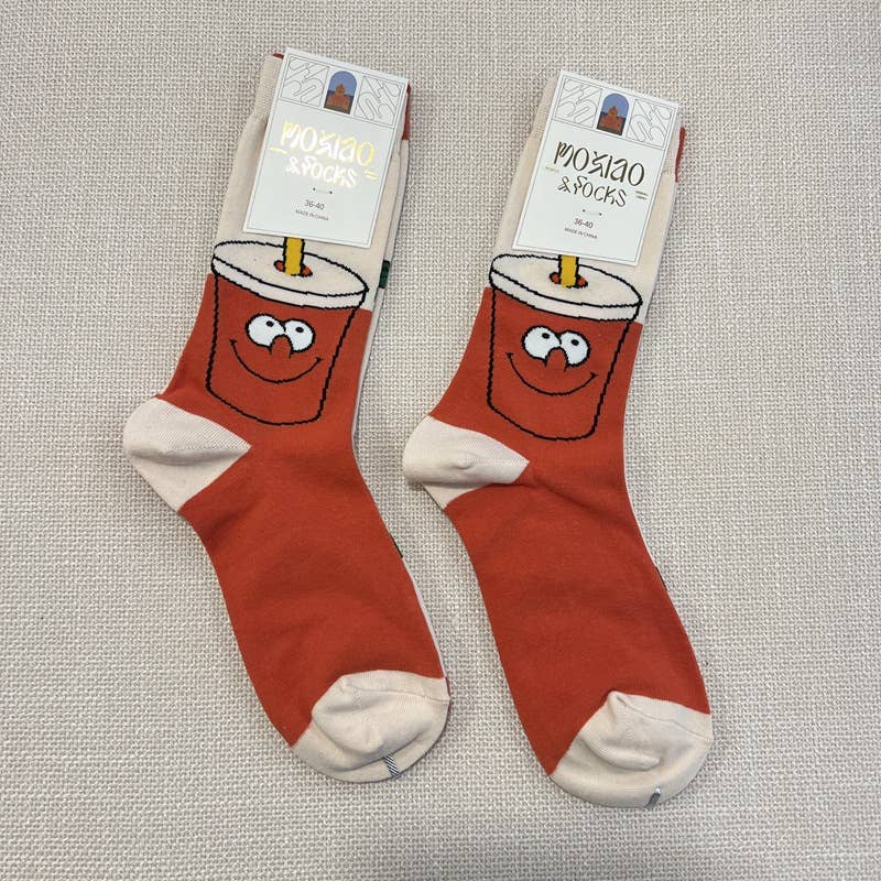 Tourtiwi - Vendita all'ingrosso Calzini - Donna - Calzini alla caviglia con motivo artistico colorato di tulipani e fragole.4