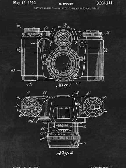 Impression d'art de brevet de caméra photographique pour la vente par Keep Calm Collection