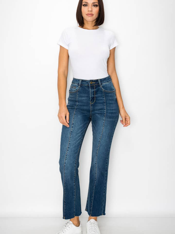 Jeans corti elasticizzati a gamba larga a vita alta per la vendita all'ingrosso da parte di ZAMONG