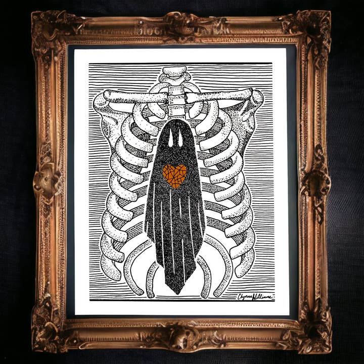 Heart-Cage "Little Black Ghost Print" for wholesale by Solo Souls