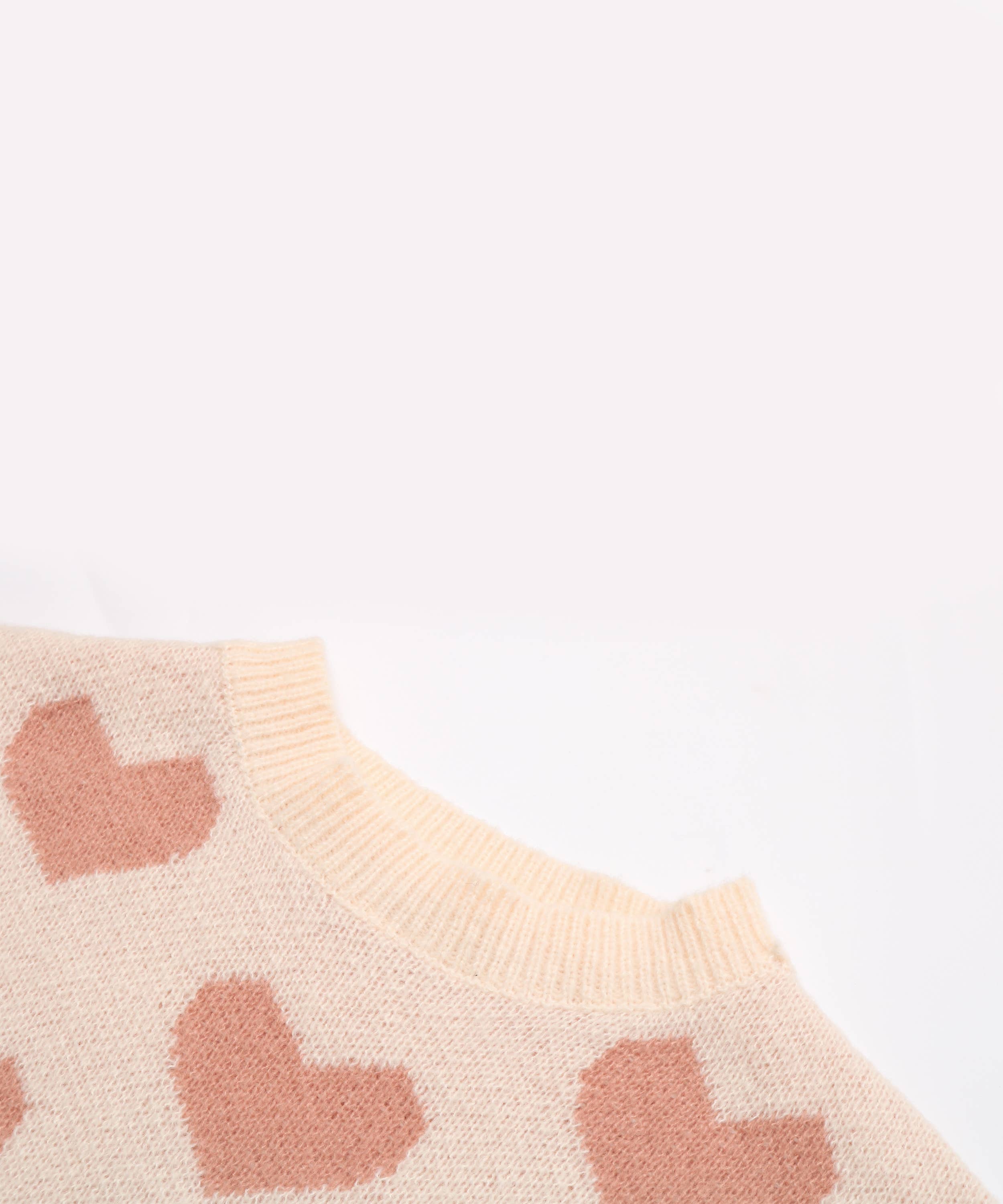 Valentine Pink Heart Pattern Knitting Soft Pullover Sweater for wholesale on Faire4