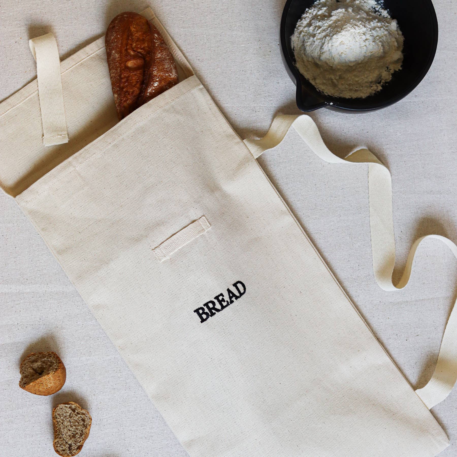 Beige & Stone USA – wholesale Livsmedelsförvaring omslag/väska – Canvasbomull Naturlig Portabel Brödpåse7