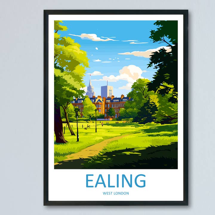 Manifesto di viaggio Ealing Inghilterra per la vendita all'ingrosso da parte di TravelzonaArt