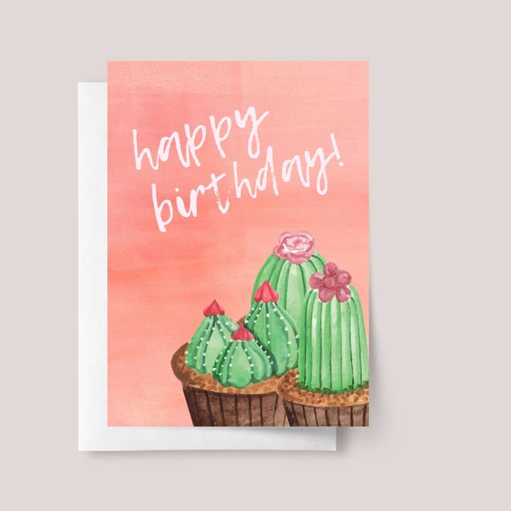 Design Sprinkles - Wholesale Birthday card - Happy Birthday Card with Cupcake Plants0