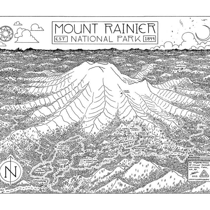 National Park Obsessed LLC - Wholesale Sticker - Mount Rainier National Park Map Sticker1
