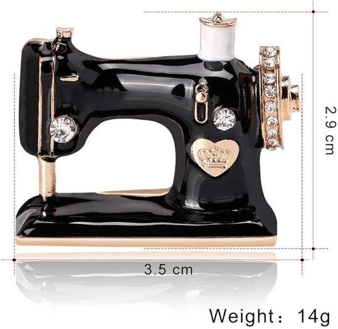 Magnifique Hearts - Wholesale Brooch - Vintage Styled Sewing Machine Brooch – Black & Gold 4