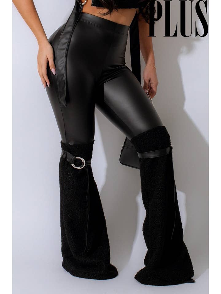 5besties inc - Wholesale Pants - Women's - D Ring Detail Pu Flare Pants1