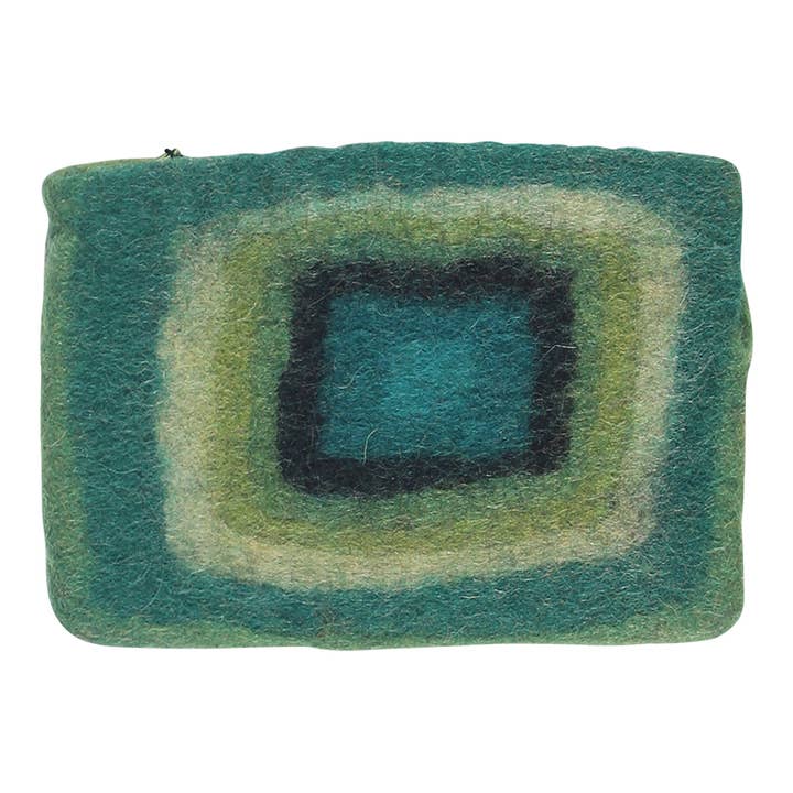 Zippered coin bag needle punched wool felt hand made for wholesale by Erik & Mike
