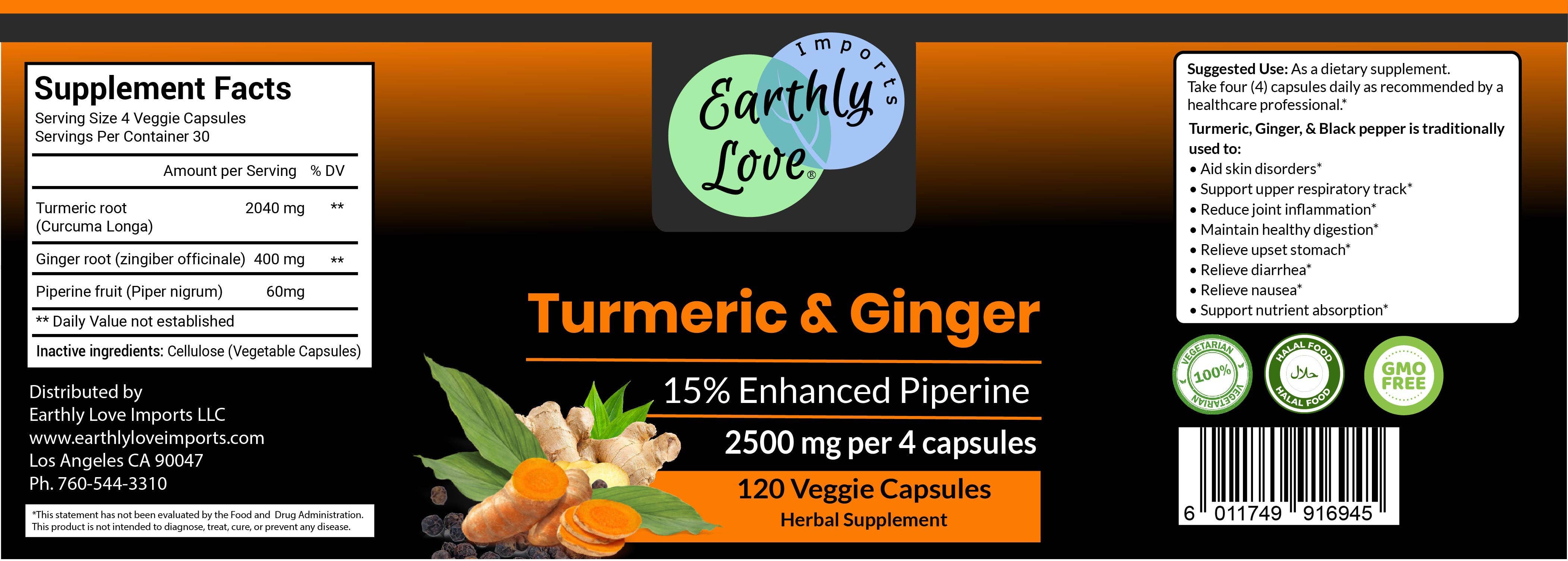 Earthly Love Imports - Wholesale Oral Supplement/Vitamin - Turmeric & Ginger Capsules6