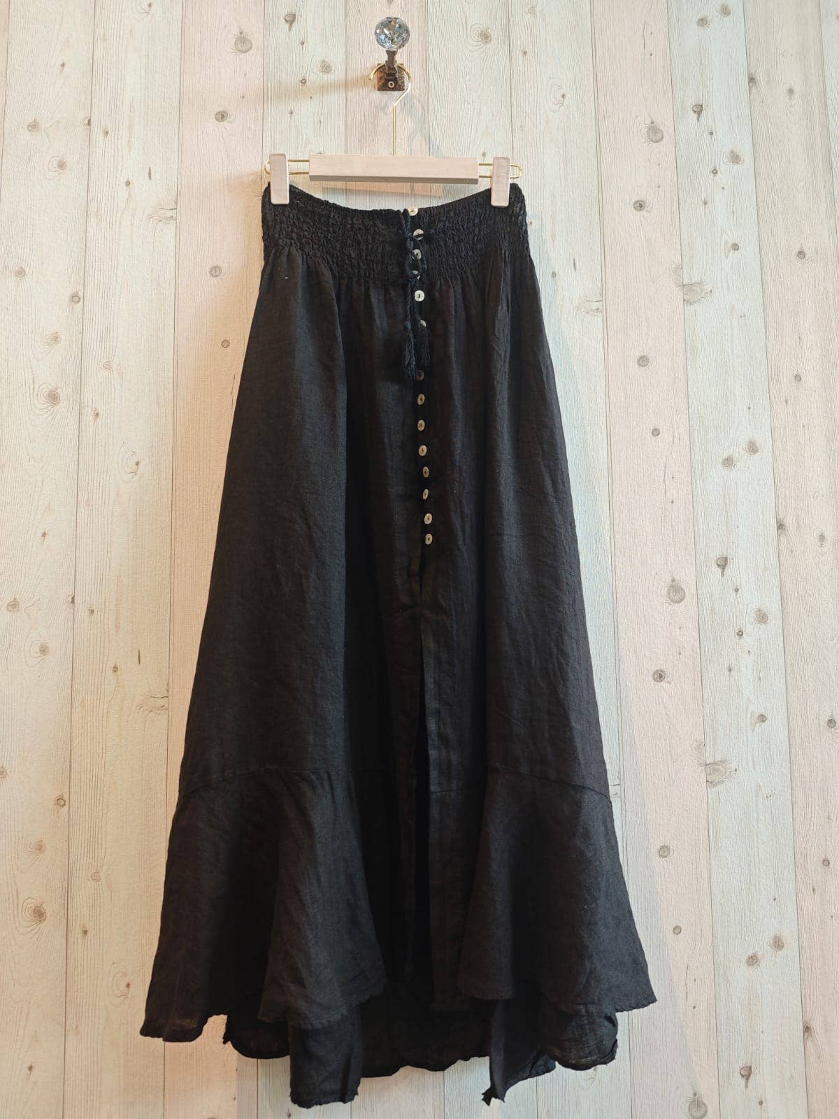 Linen & More - Vente Jupe – femme - Jupe boutonnée en lin 100 % avec taille élastique5