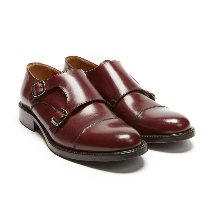 Burgundy double buckle shoe - Art.BP1846 for wholesale by British Passport